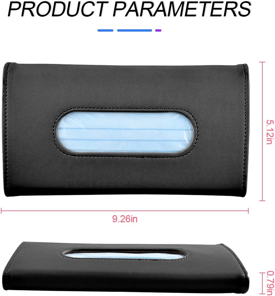XINLIYA Soporte para pañuelos de automóvil, servilletero para visera solar, funda de toalla de papel colgante, caja de pañuelos de piel sintética,