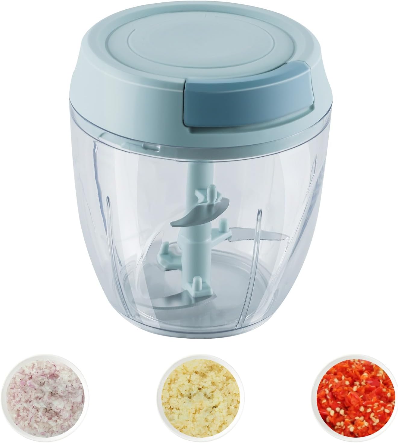 Pequeño procesador de alimentos manual Protable ensalada de carne picadora de frutas Cortador de cebolla Picadora de ajo Gadgets de cocina, 30.4 fl