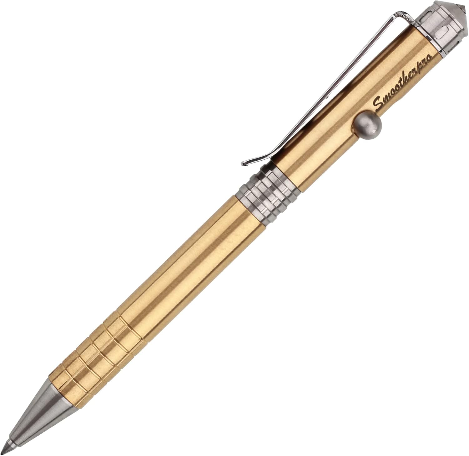 SMOOTHERPRO Bolígrafo de acción de perno de latón macizo, tamaño corto, compatible con repuesto Parker, clip de acero inoxidable, peso medio, para