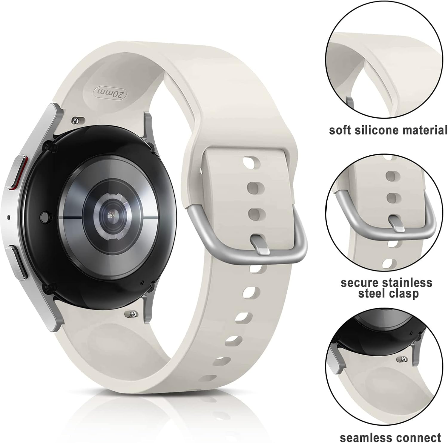 Correa de repuesto para reloj Galaxy 654, para Samsung Galaxy Watch 5 Pro de 1.772 in, 1.575 in, 1.732 in, correa deportiva de silicona suave,