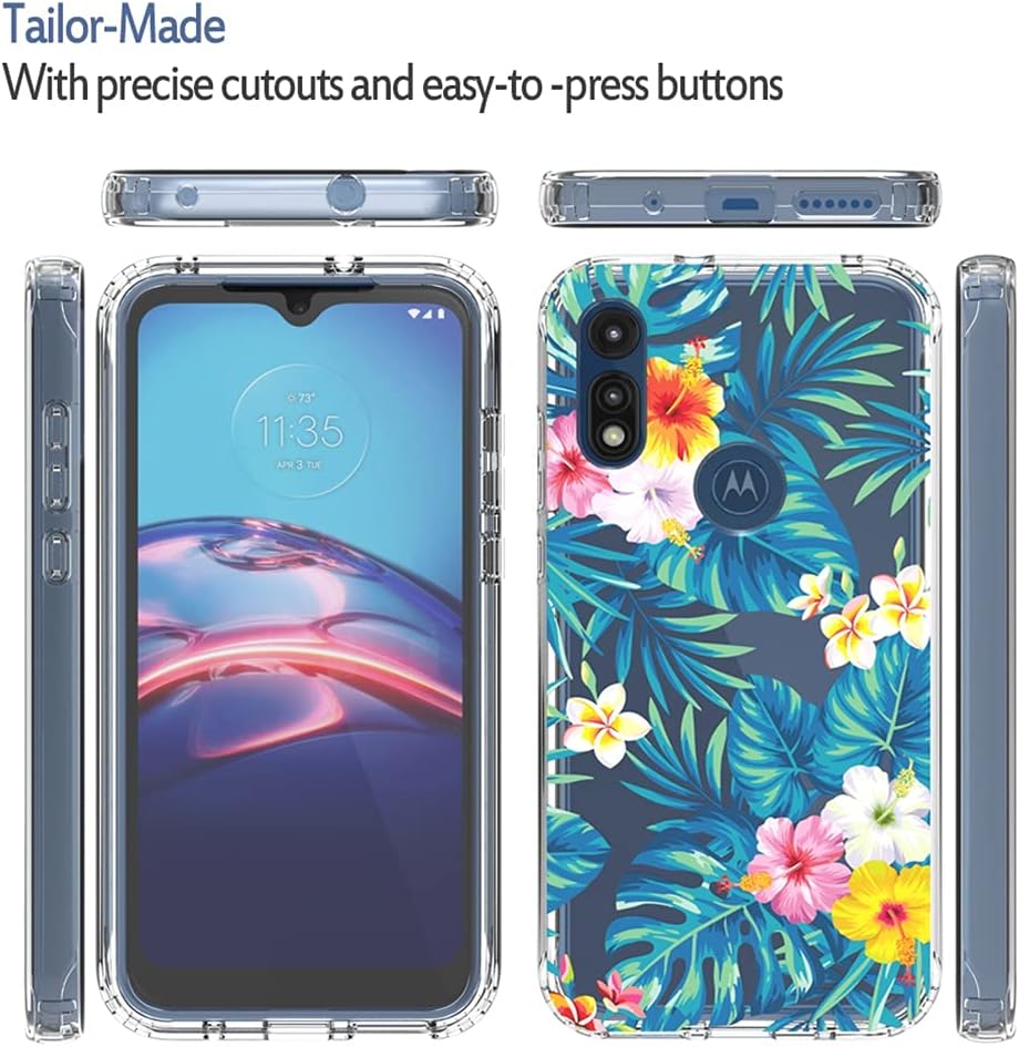 Funda para Moto E 2020, Motorola E 2020 para niñas, bonita funda floral de TPU transparente a prueba de golpes, funda protectora para Motorola Moto