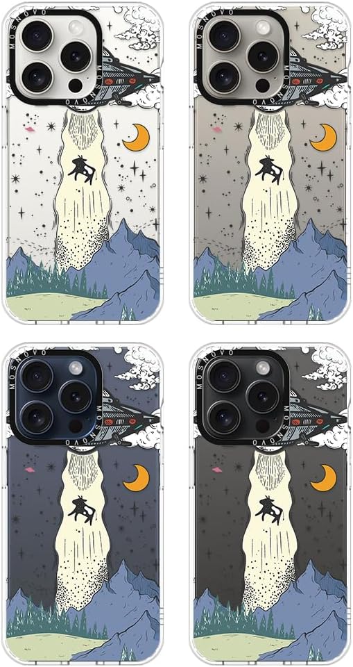 MOSNOVO Buffertech – Funda compatible con iPhone 15 Pro, impacto de caída de 6.6 pies, tecnología antidesprendimiento, funda transparente de