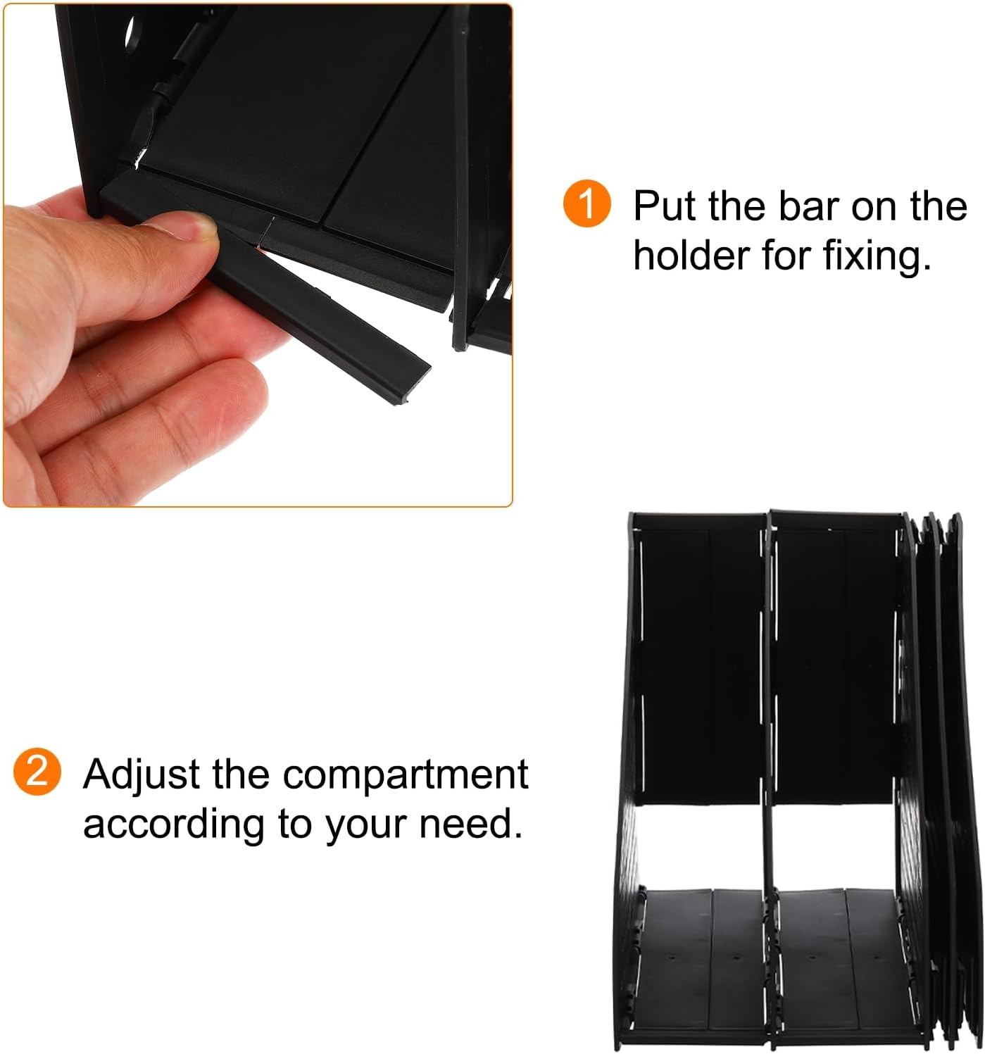 PATIKIL Soporte plegable para archivadores, 4 compartimentos verticales, organizador de escritorio resistente para oficina, libros, organización de