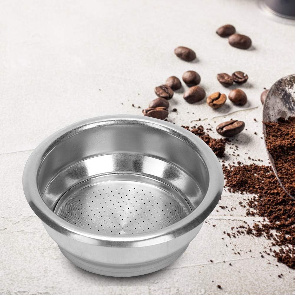 Filtros de café de acero inoxidable, 2.283 in de doble capa no presurizada cesta de filtro de repuesto para máquina de café expreso portafiltro
