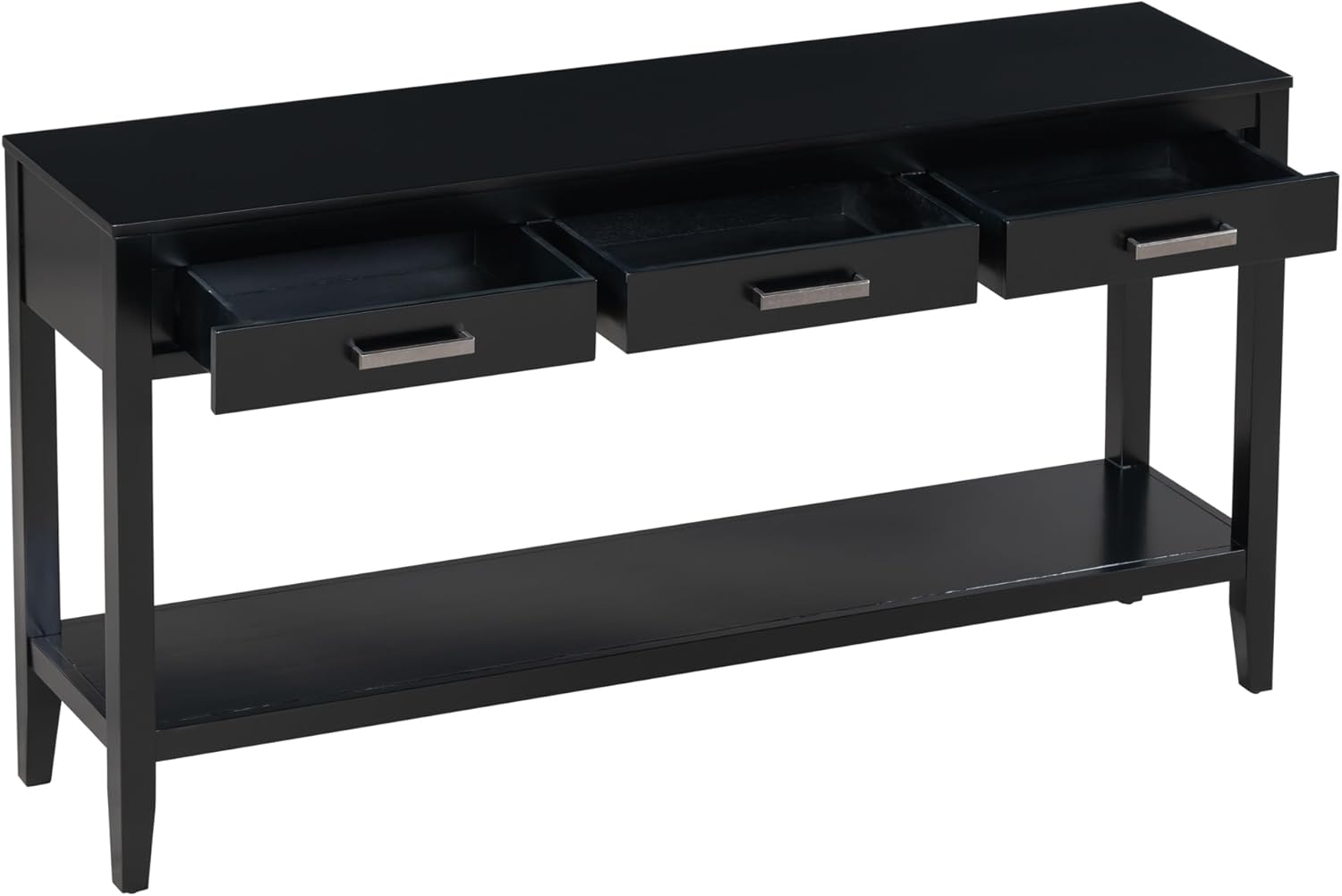 Moderna mesa consola de 3 cajones con 1 estante, mesa auxiliar de madera maciza para pasillo, sala de estar, vestíbulo, pasillo, fácil de montar