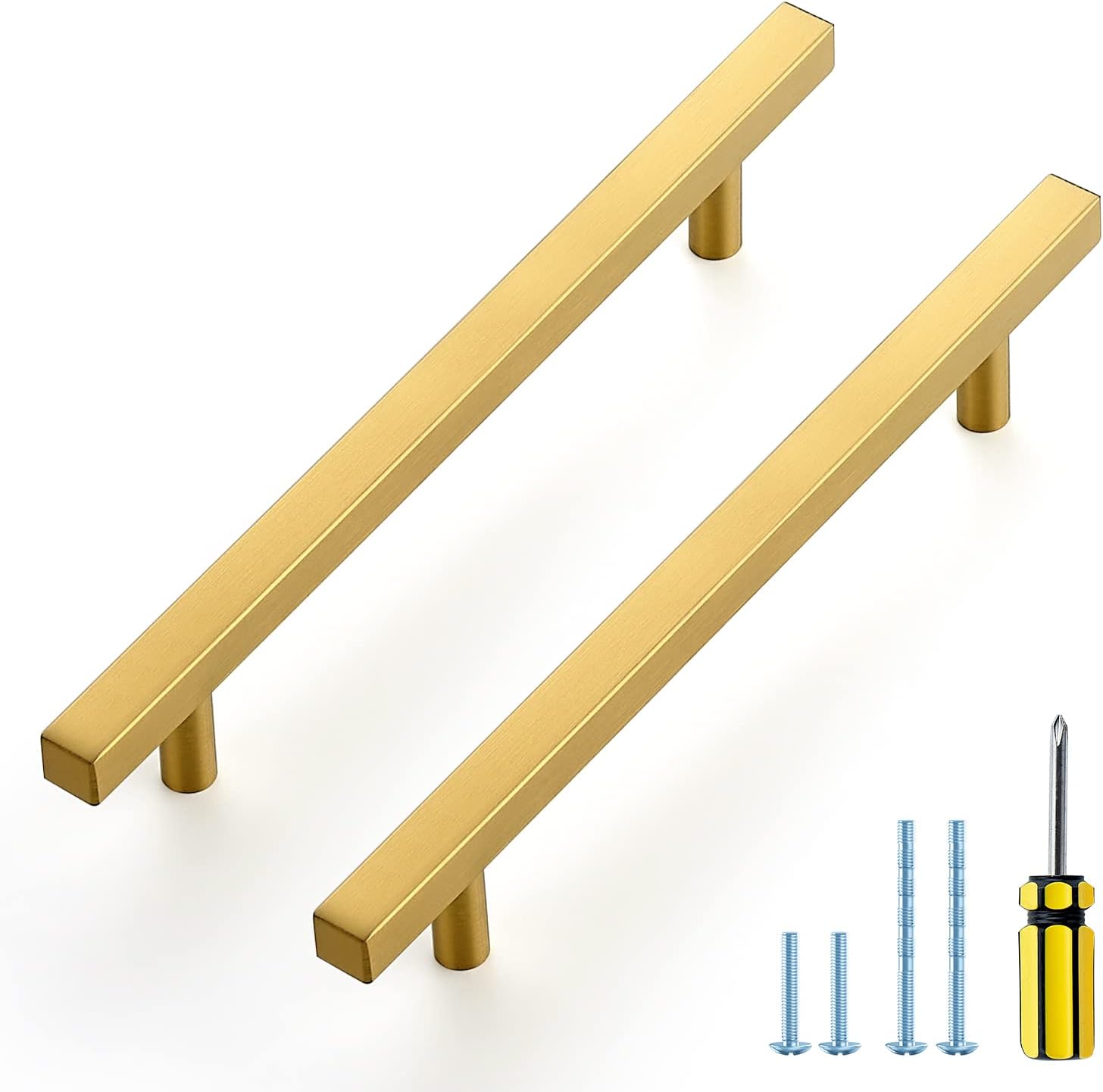 Ravinte Paquete de 30 manijas doradas de latón cepillado de 6-38 pulgadas, herrajes dorados para armarios de cocina, 8-45 pulgadas de longitud total