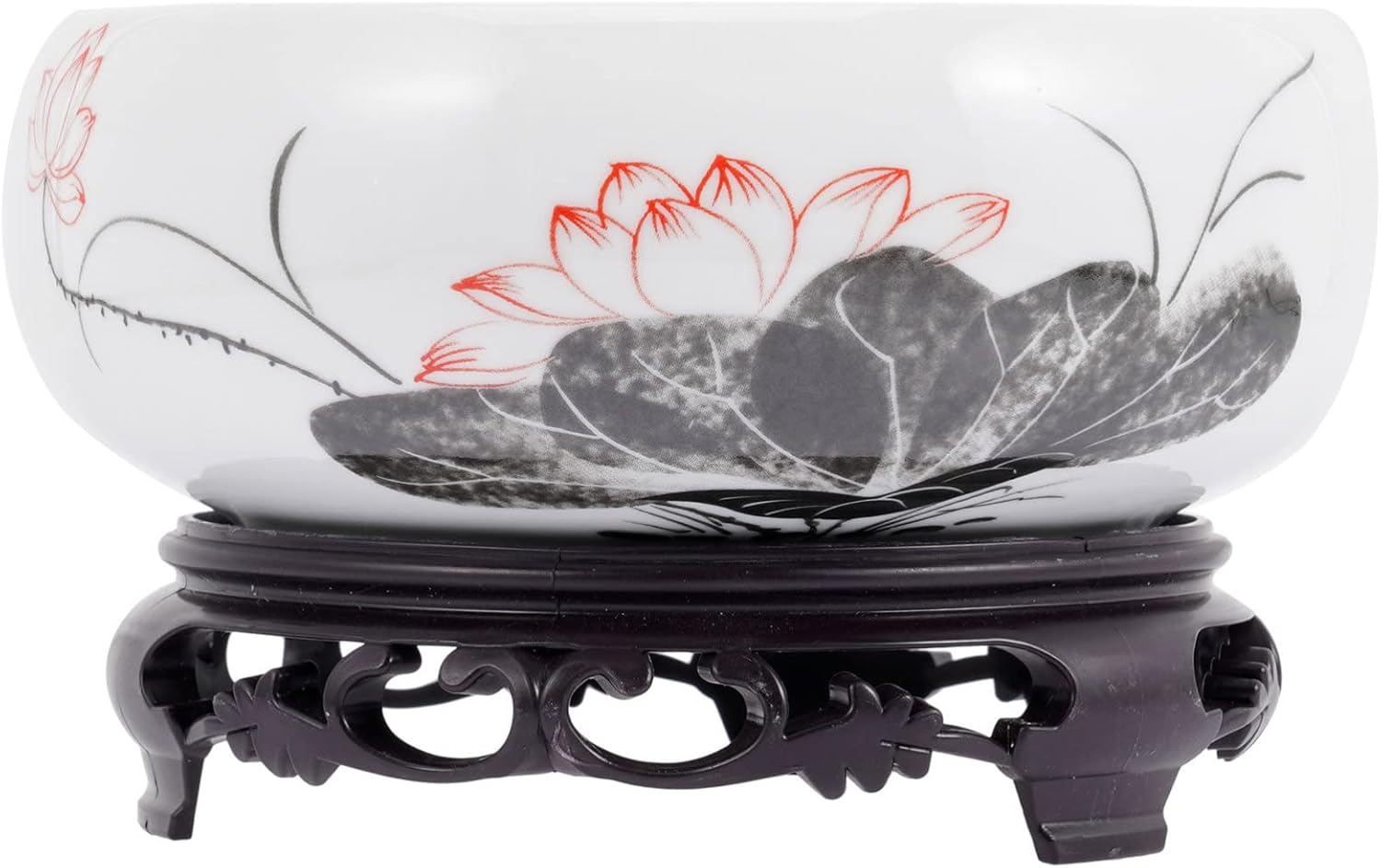 Veemoon Cerámica Water Lily Bowl Narciso Nautance Moneda de cobre Hierba Maceta con soporte Lotus Contenedor hidropónico Narciso Bonsái Maceta para