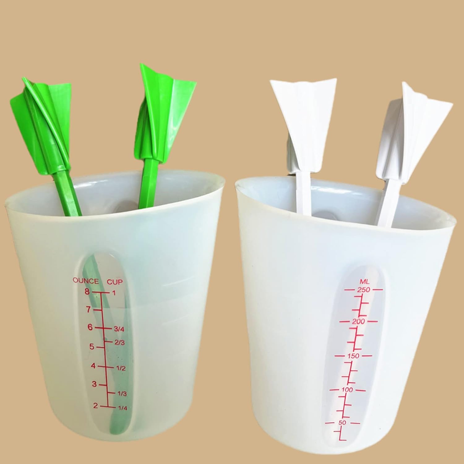 Kit de herramientas de tazas medidoras de resina de silicona, 2 tazas medidoras de 8.5 fl oz para resina epoxi, 4 paletas mezcladoras de resina,