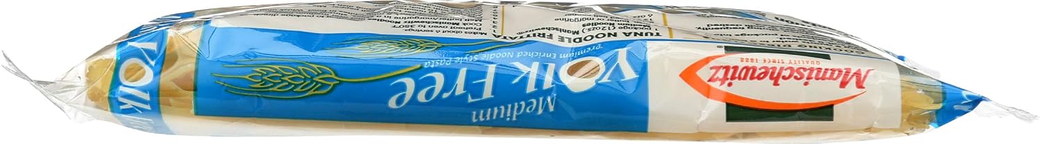 Manischewitz Pasta de fideos premium enriquecida mediana sin yema de 12 onzas (paquete de 3) sin colesterol, 0.28 oz de proteína por porción, baja