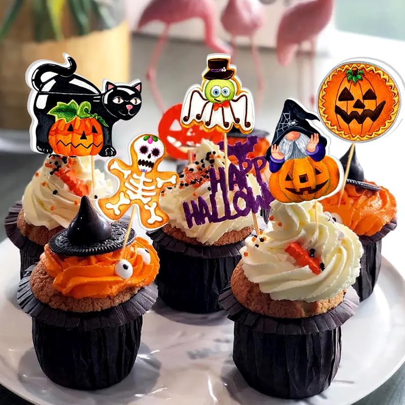 Decoración para cupcakes para fiesta de Halloween (calabazas)
