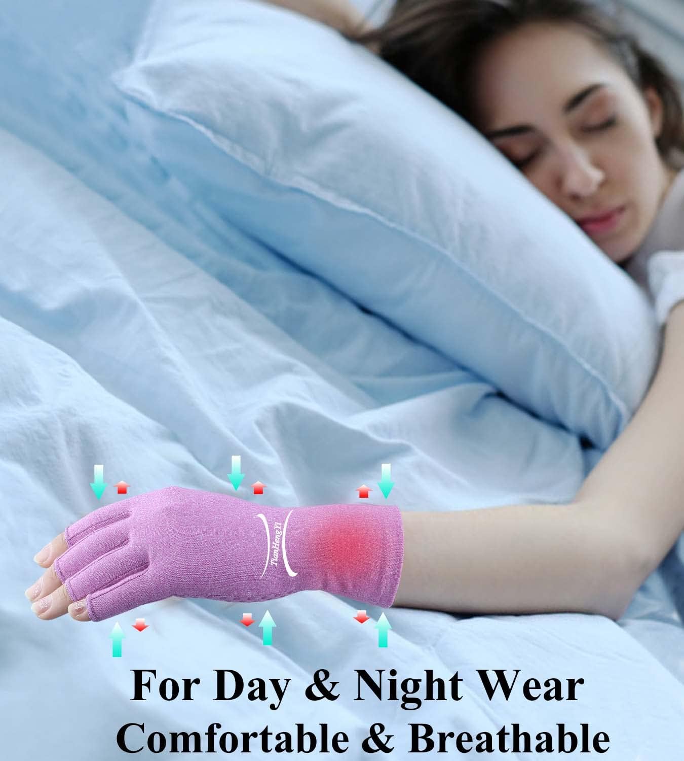 2 pares de guantes de artritis para dolor, guantes de compresión sin dedos para túnel carpiano, osteoartritis, articulación, escribir, conducir,