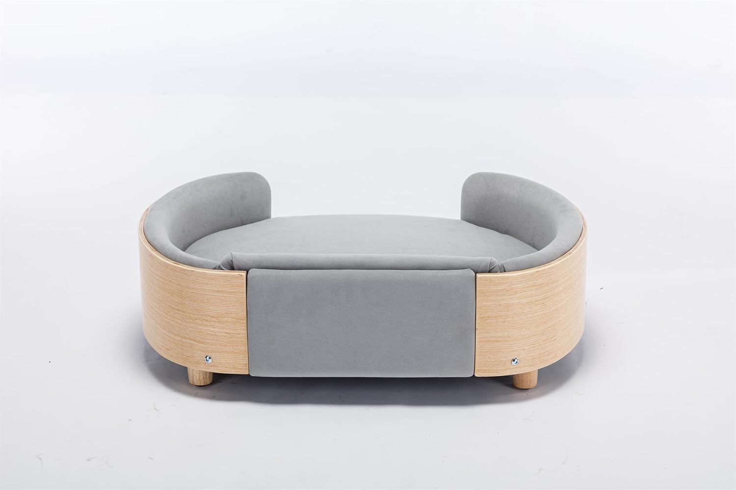 HomSof Cama elevada para perro de 30.7 pulgadas, sofá para mascotas con patas de madera maciza y respaldo de madera doblada, cojín de terciopelo,