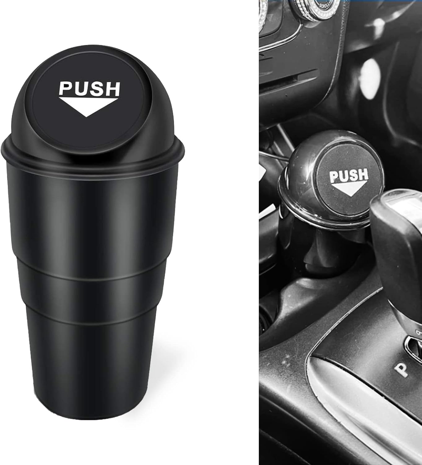 NTNEV Mini basurero para automóvil, contenedor de basura para automóvil, a prueba de fugas, cubo de basura para automóvil con tapa, contenedor