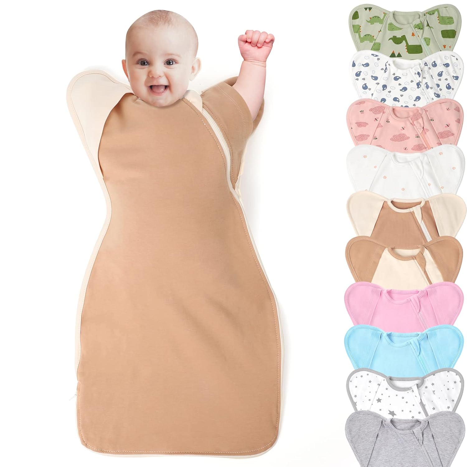 Manta de 3 vías para envolver con brazos hacia arriba, fácil de cambiar pañales para bebés, niños y niñas, recién nacidos, transición a calma sin