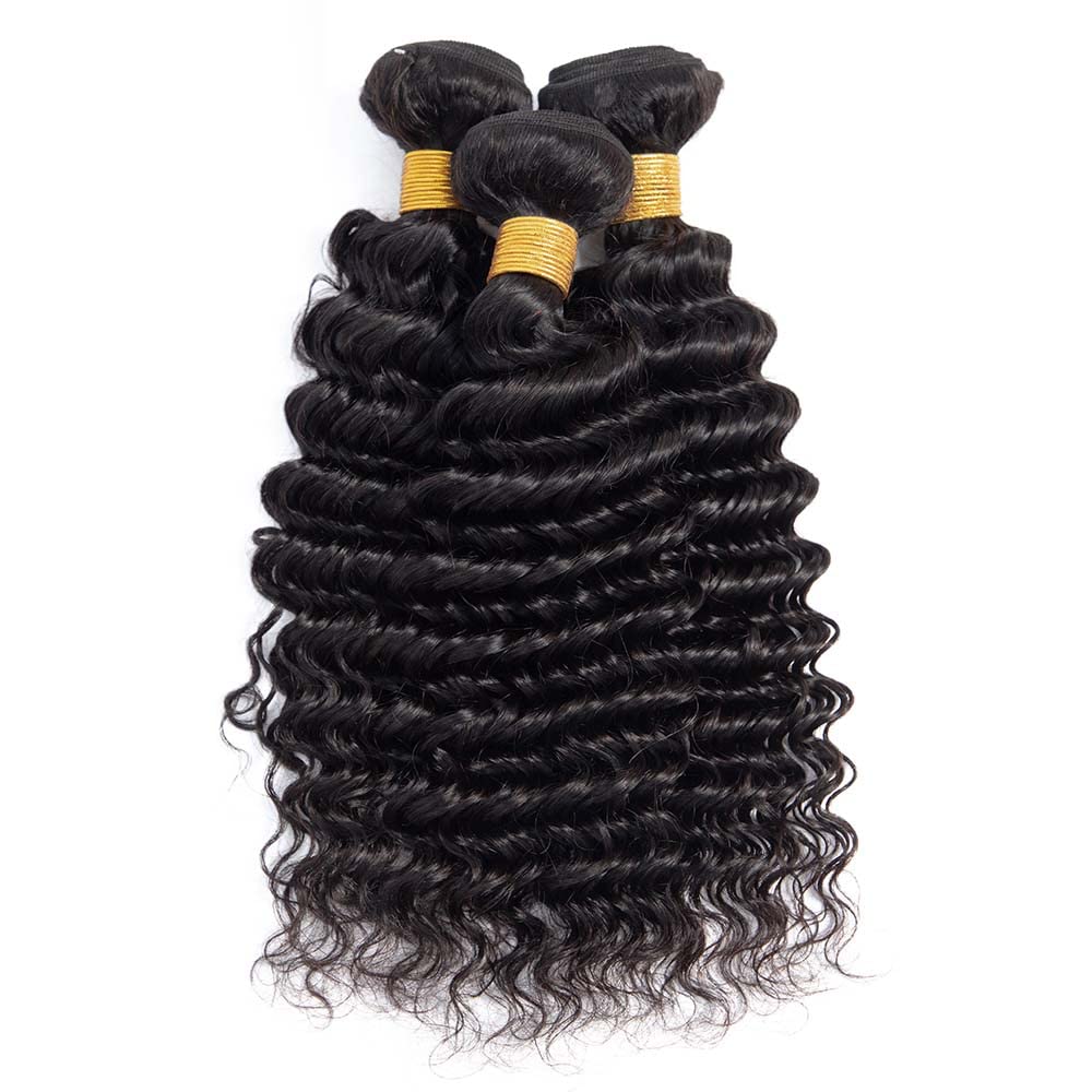 Paquetes de cabello humano ondulado profundo de 20, 22, 24 pulgadas, paquetes de ondas profundas, sin procesar, cabello humano brasileño con trama