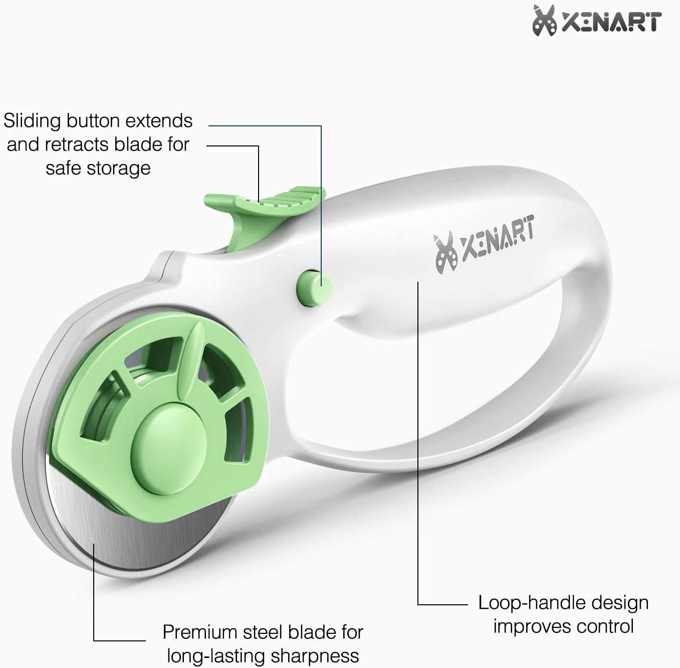 XINART Cortador giratorio de 1.77 pulgadas para bloqueo de seguridad de tela, ergonómico, clásico, cómodo, de tela, cortador giratorio pequeño para