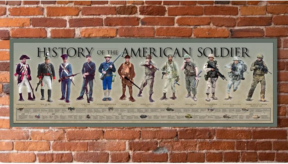 Póster sin marco de la historia del soldado estadounidense, regalos de arte de pared militar y decoración de dormitorio, impresión para entusiastas