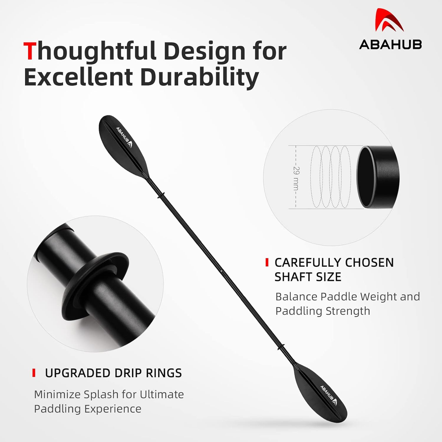 Abahub 1 pala de kayak, remos de kayak de 90.5 pulgadas para canotaje, canoa con correa de remo gratis, eje de aleación de aluminio, cuchillas de