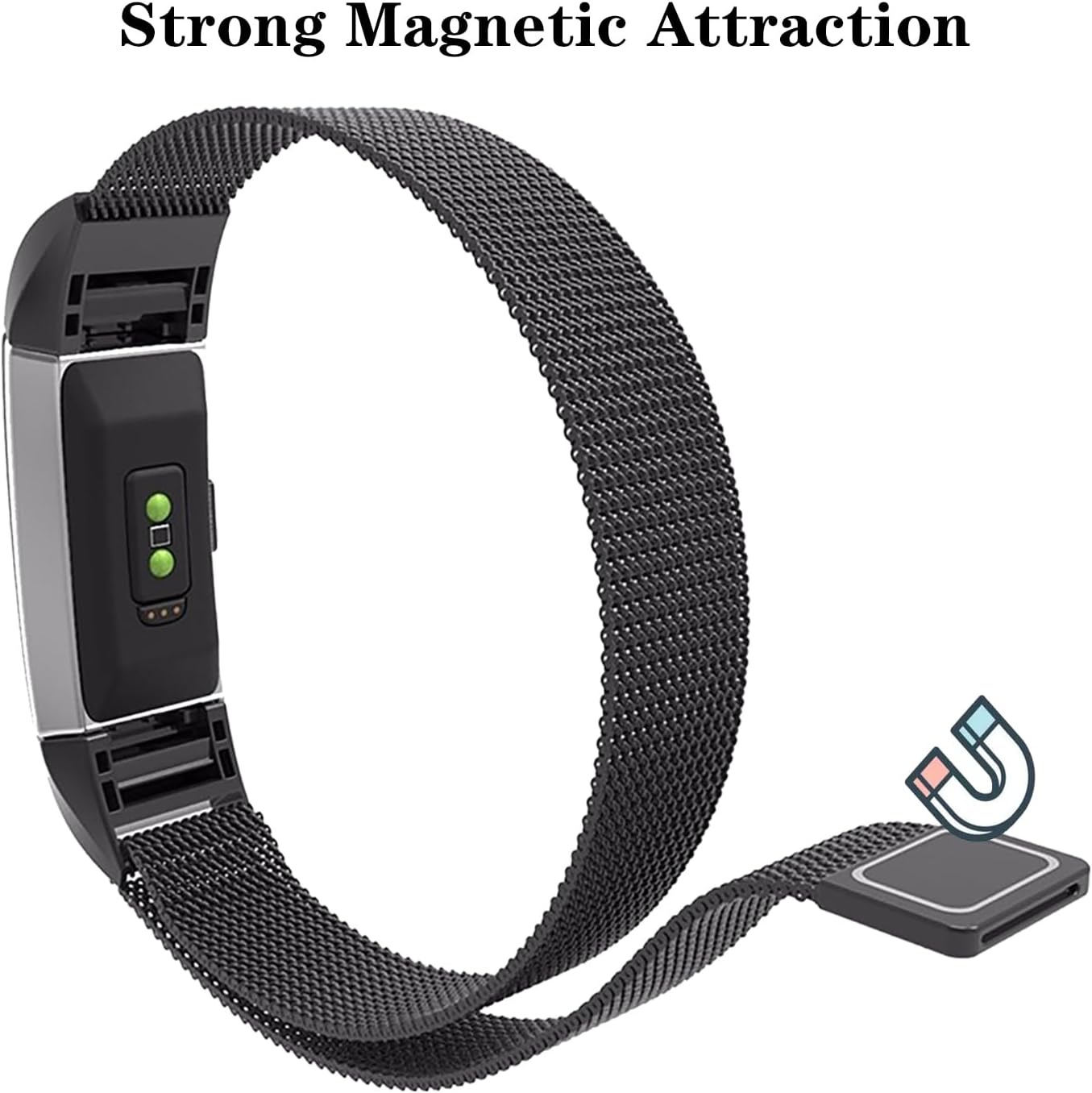 Cone Correa de metal compatible con Fitbit Charge 2, correa de repuesto ajustable de malla de acero inoxidable para Fitbit Charge 2 Fitness Tracker