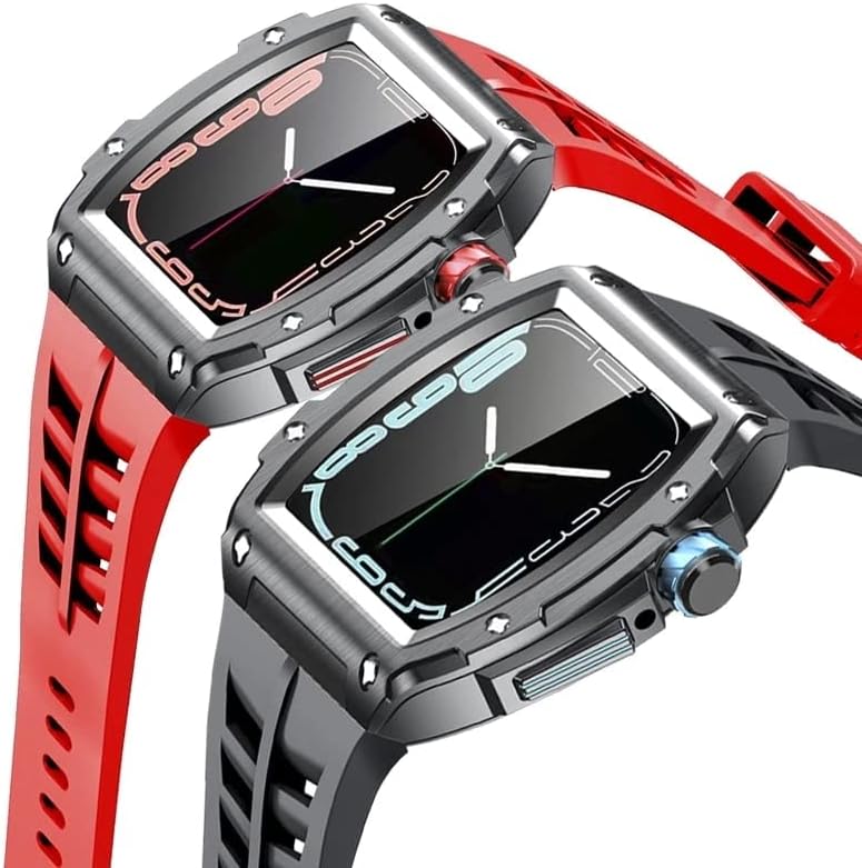 Kit de modificación de caja de metal correa de silicona para Apple 1.772 in 1.732 in acero inoxidable Smartwatch banda para iWatch Series 8 7 6 Se