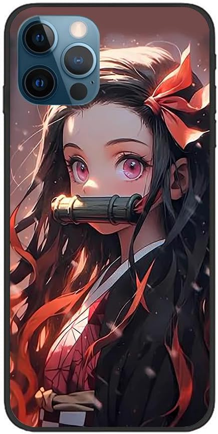 Negro Delgado Suave Mate Durable Caucho Silicona TPU Fundas Fit Funda para Apple iPhone 12 Pro Max Kamado Nezuko Anime Japón 06
