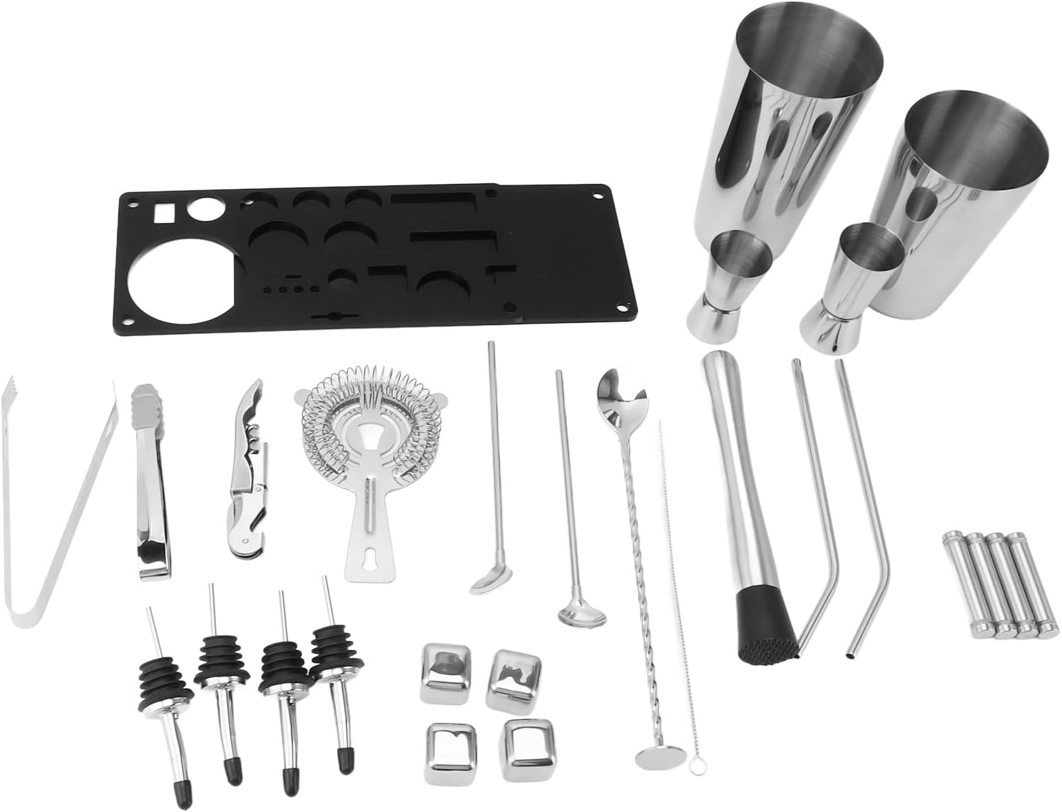Kit de barman de acero, juego de coctelera de 23 piezas con acrílico, mezcla de grado profesional para bar y fiesta