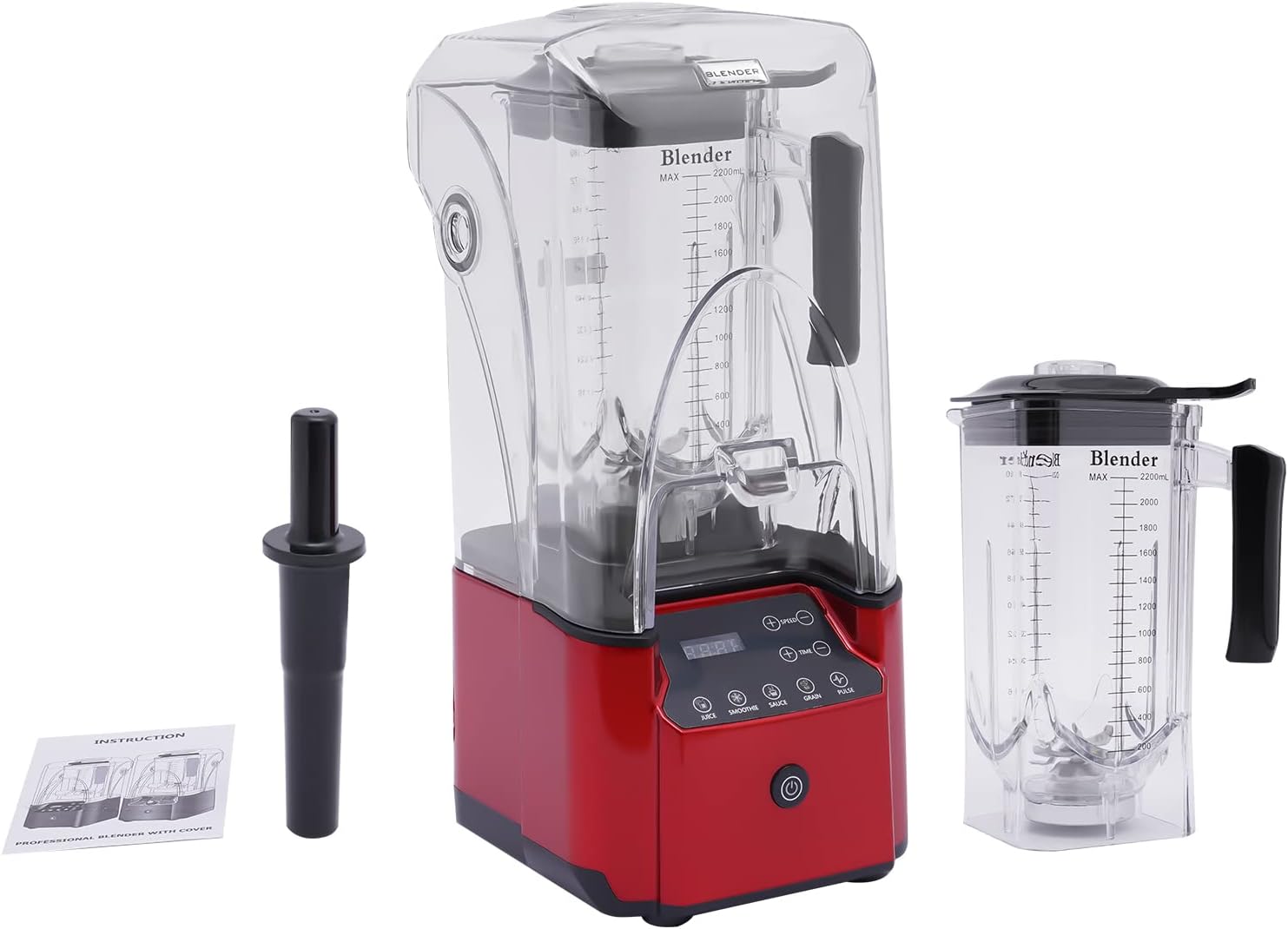 Licuadora comercial para batidos, licuadora profesional de encimera de 8 engranajes con escudo extraíble, licuadora de acción ondulada de 110 V 2200
