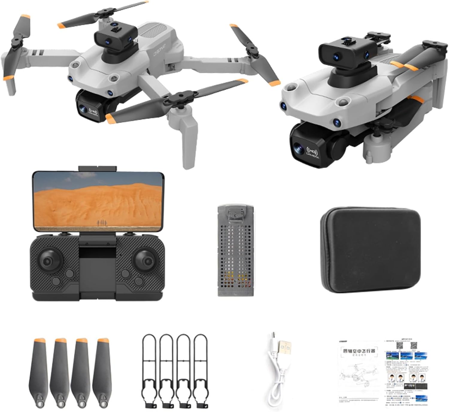 2023 nuevo dron WiFi FPV con cámara dual 1080P HD modo de retención de altitud plegable RC Drone Quadcopter Circle Fly, ruta volar, retención de