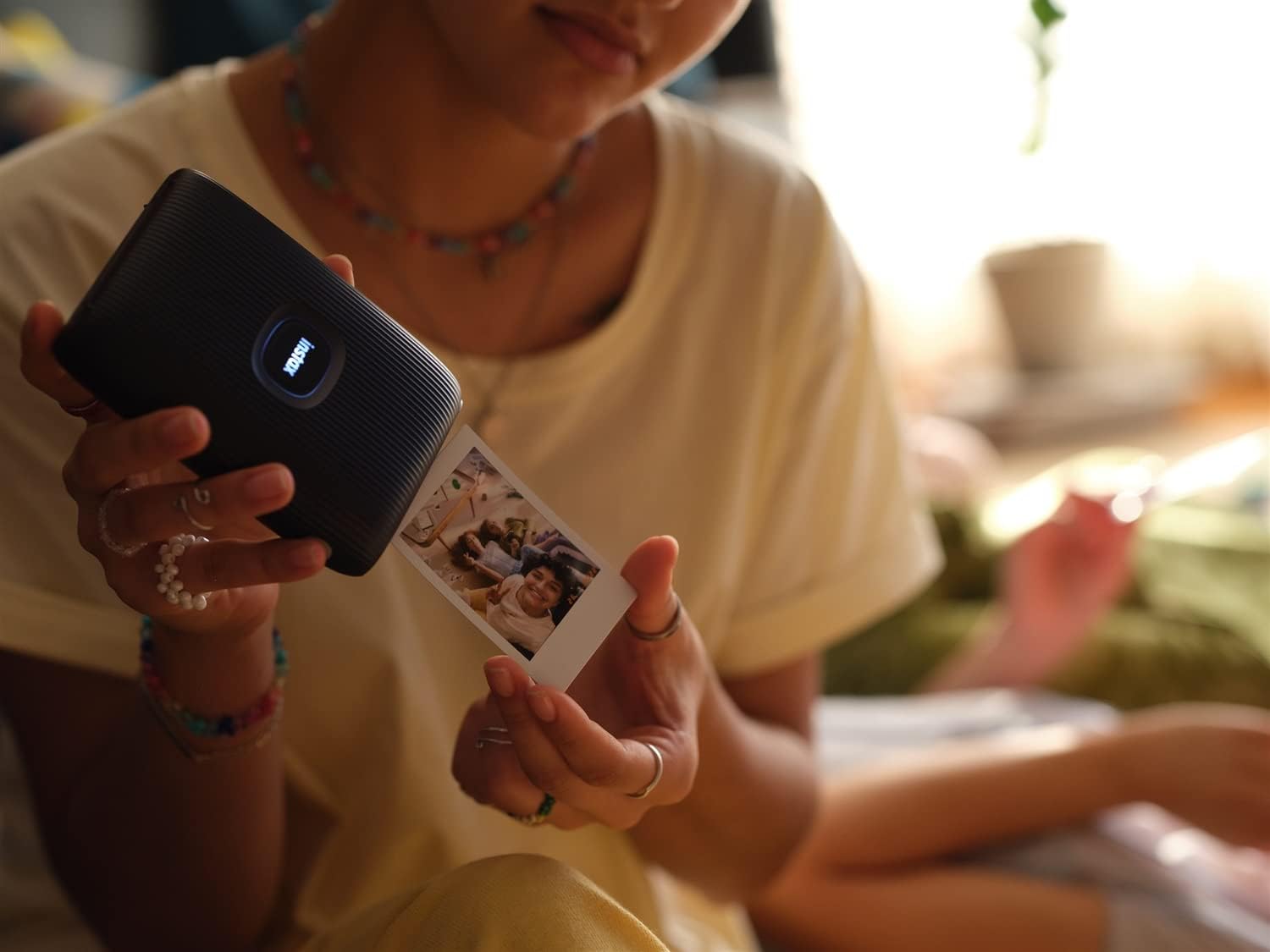 Fujifilm Instax Mini Link 2 – Impresora para smartphone, color azul espacial Instax Mini Twin Pack de película instantánea y 20 marcos de calcomanías