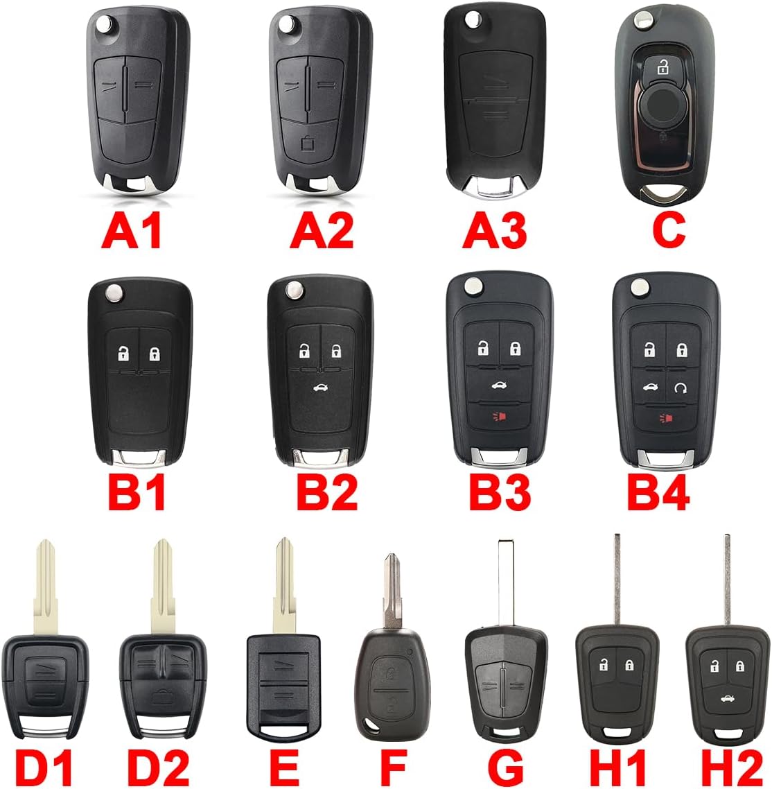 Aikchi Para Opel Monza Mokka Key Shell Casos Silicona Car Key Cover (azul)
