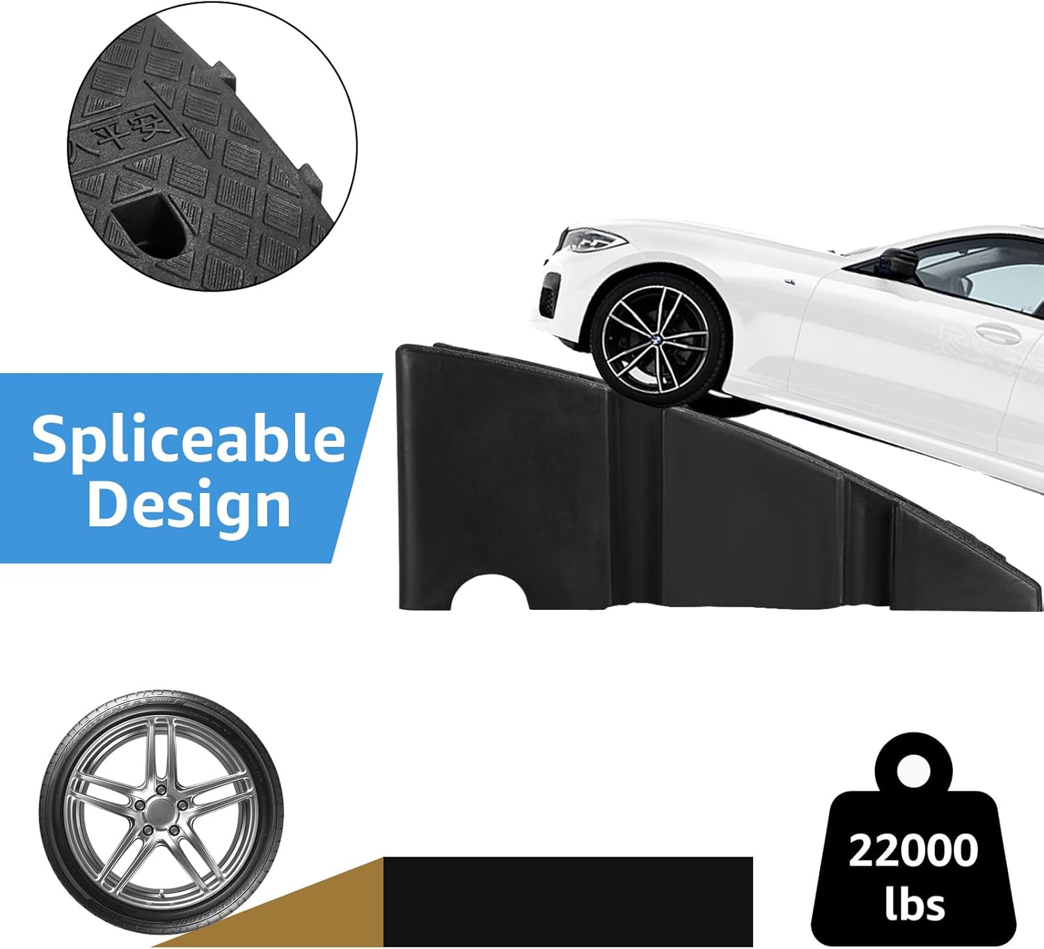 CertBuy Paquete de 2 rampas de plástico de 10 pulgadas, rampa pequeña para bordillo de entrada, para carga, muelle, garaje, acera, camión, scooter,