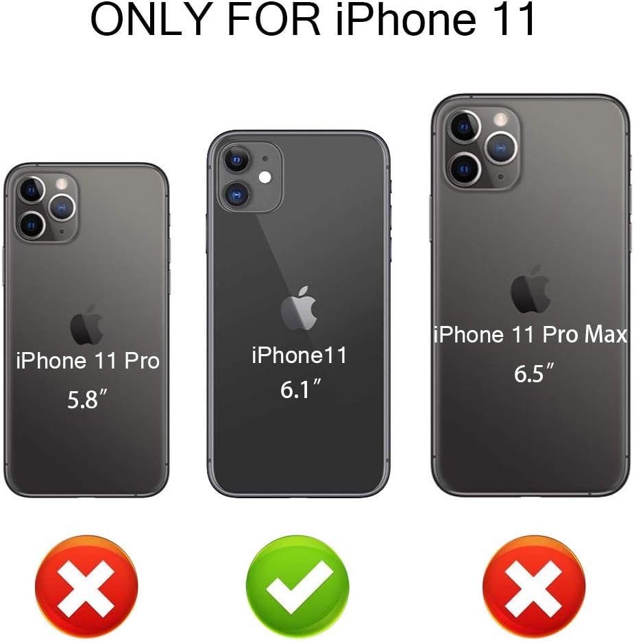 LakiBeibi Funda para iPhone 11 con tarjeteros, doble capa, ligera, delgada, de piel, tipo cartera, con tapa y cierre magnético, funda protectora