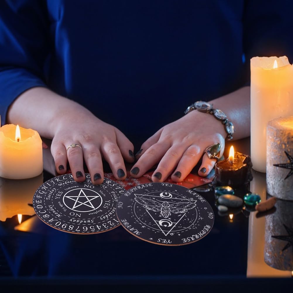 GORGECRAFT Tablero de péndulo de mariposa, 2 piezas, tableros de péndulo de pentagrama, adivinación de madera, altar brujería, kit de madera,