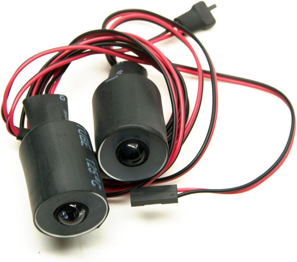 Que-T Luz trasera LED de ojos de ángel y ojos de demonio de 2 ledes, para autos de oruga modelo RC 110 (rojo + blanco, 0.866 in)
