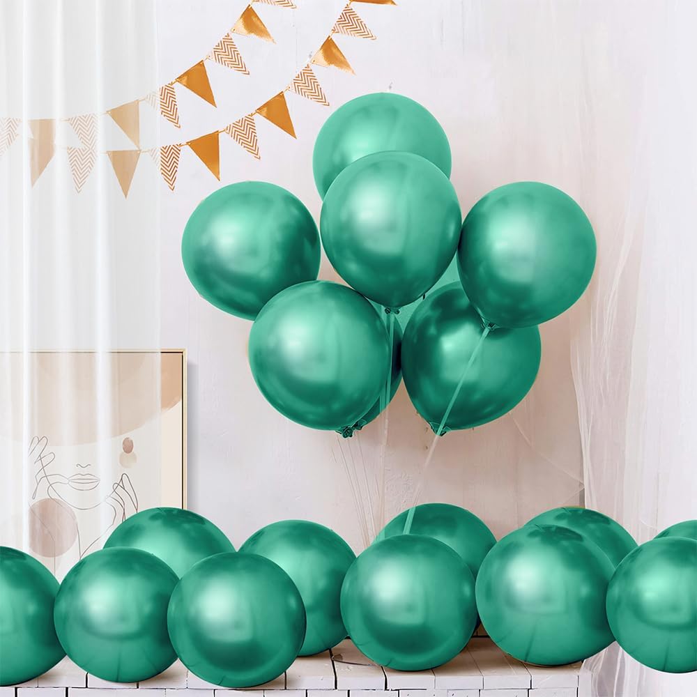 Globos verdes, 5 pulgadas, 50 unidades, globos cromados verdes, globos metálicos verdes, globos de aluminio, globos para decoración de fiestas, arco