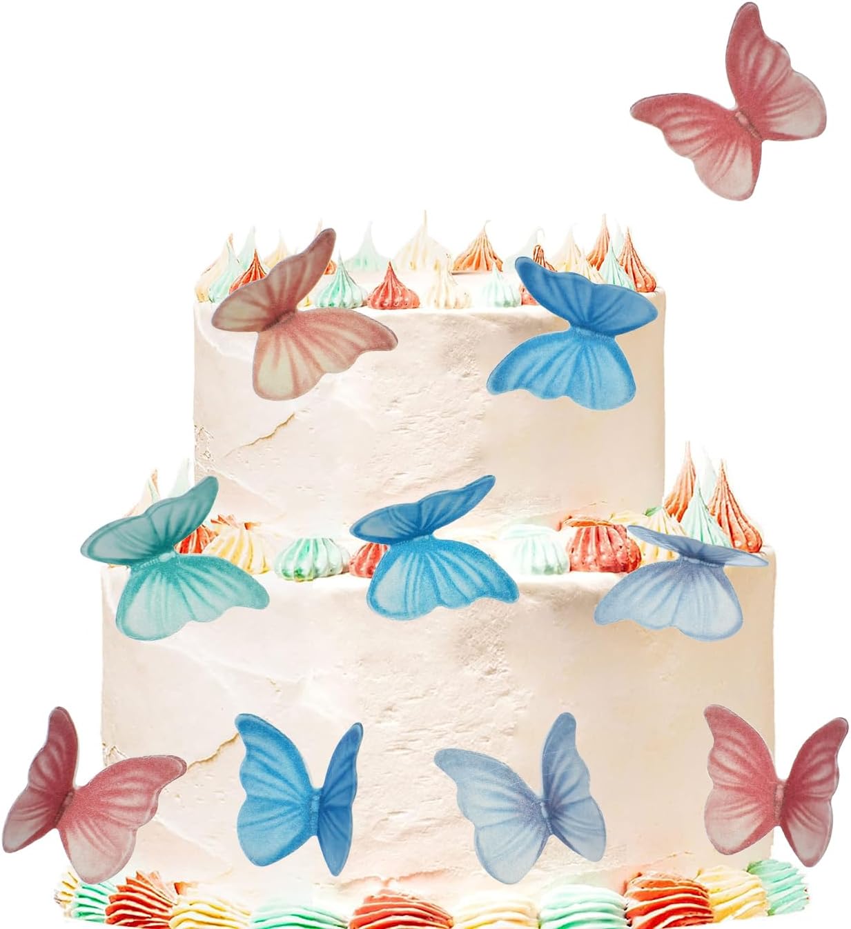 48 piezas de papel de oblea comestible de mariposa para decoración de pasteles para bodas, cumpleaños, baby shower, suministros de fiesta,