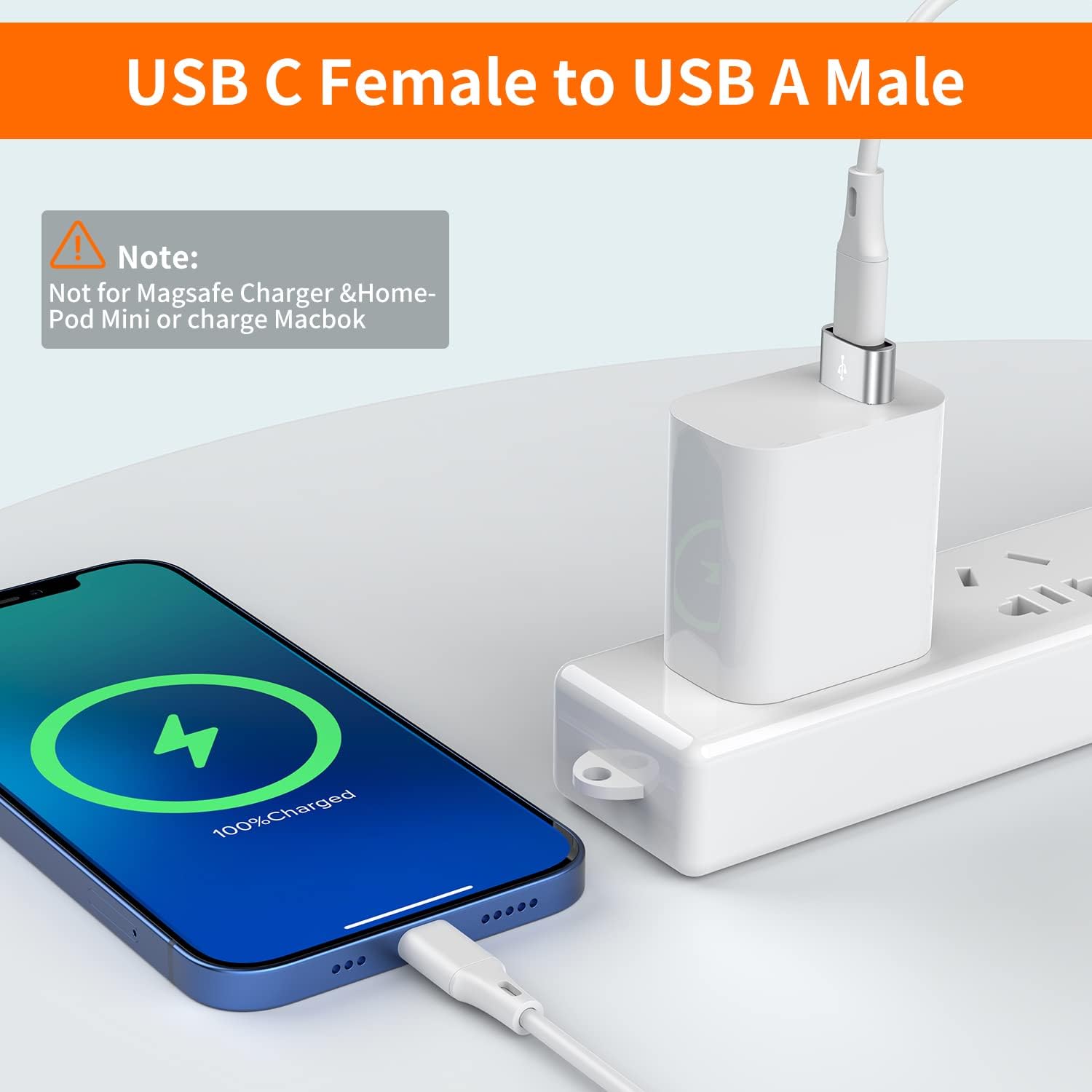 JXMOX Adaptador USB a USB C, paquete de 4, cargador USB C hembra a macho tipo C convertidor para Apple Watch Ultra iWatch 7 8 SE, iPhone 15 14 13 12