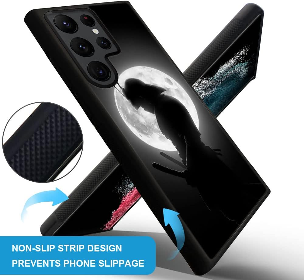 TnXee Funda compatible con Samsung Galaxy S22 Ultra, Moon Samurai funda protectora antideslizante y a prueba de golpes para niñoniña, goma de
