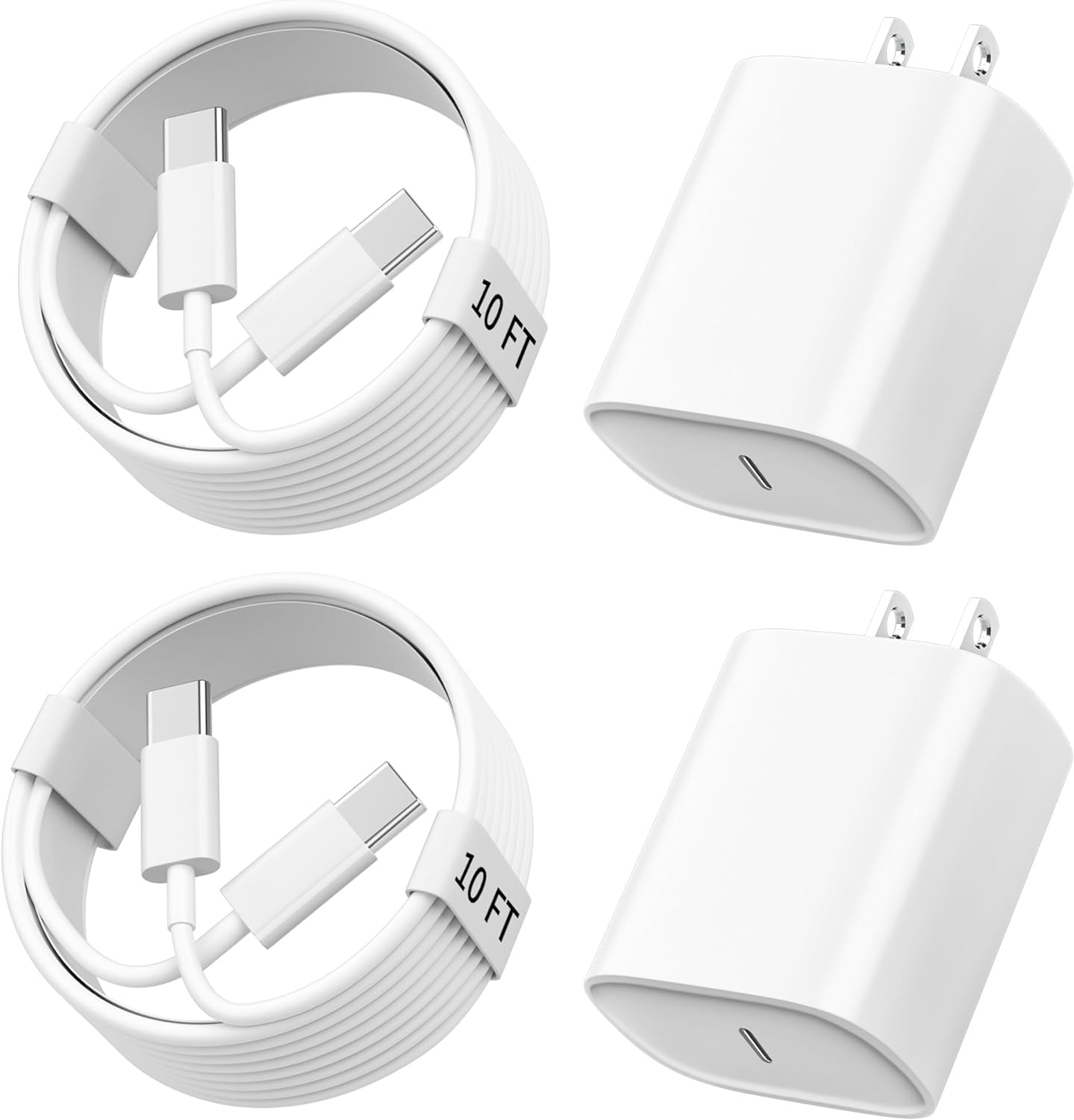 Cargador para iPhone 15 de carga rápida, cargador de iPad de 10 pies de largo USB C a C cable de carga con bloque de carga rápida de iPhone de 20 W