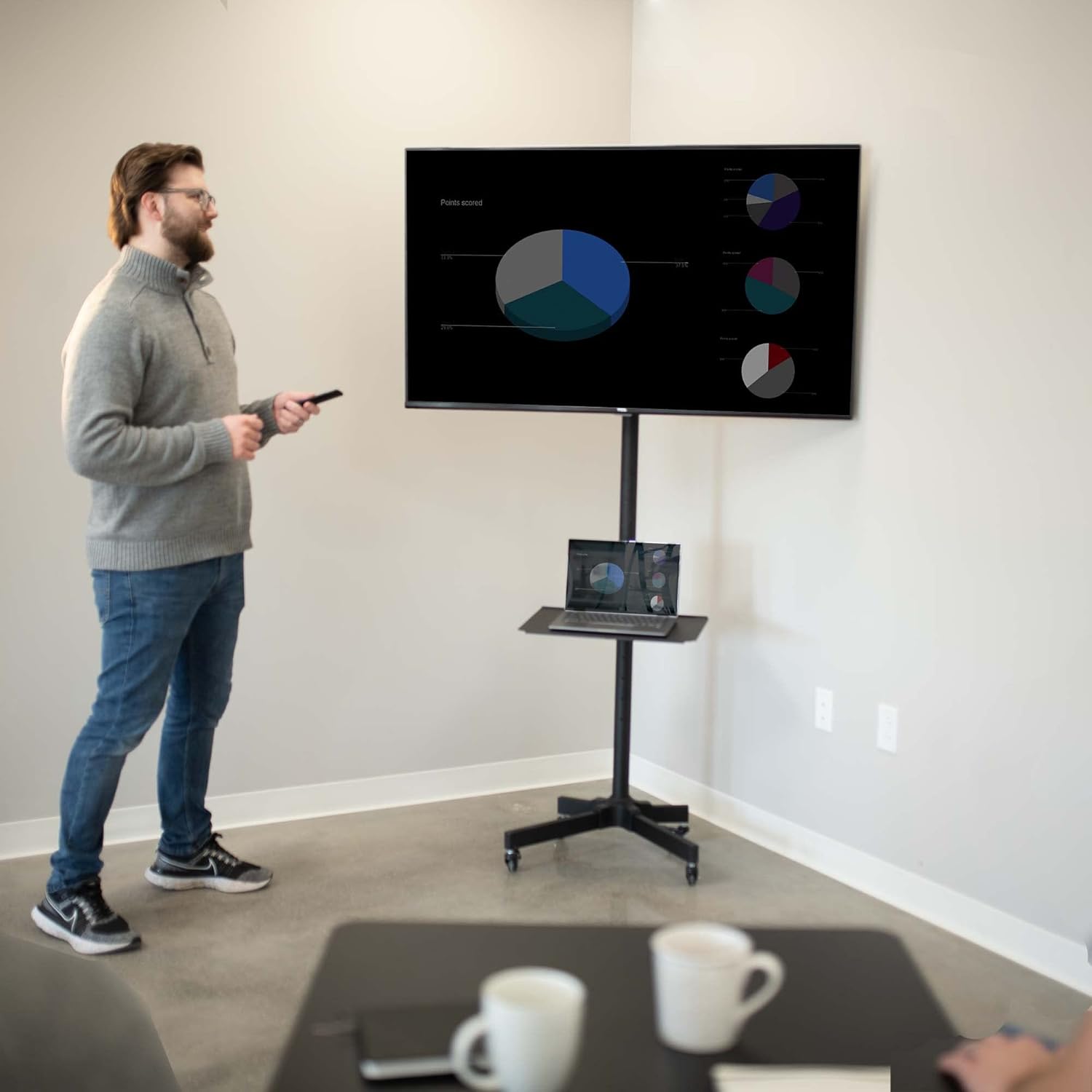 VIVO Base móvil de TV para pantallas planas LCD LED Plasma panel de soporte de piso con ruedas que se bloquean para TV de 23″ a 55″