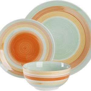 Juego de vajilla de porcelana de 12 piezas Vintage Stripe Juego de vajilla de porcelana de 12 piezas Vintage Stripe