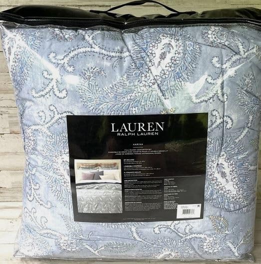 Lauren Ralph Lauren Karina – Juego de edredón de 3 piezas, diseño floral de cachemira azul