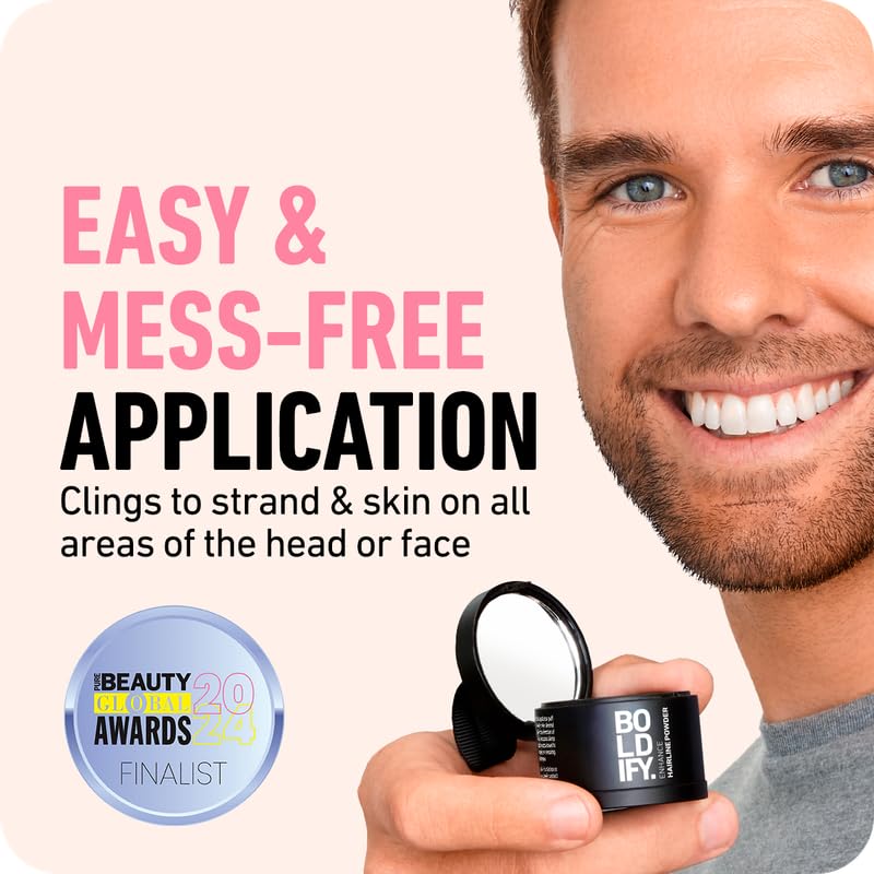 BOLDIFY Polvo de línea capilar  Botella más grande de 0.35 oz  Polvo de retoque de raíz  Oculta instantáneamente la pérdida de cabello  Toppers para