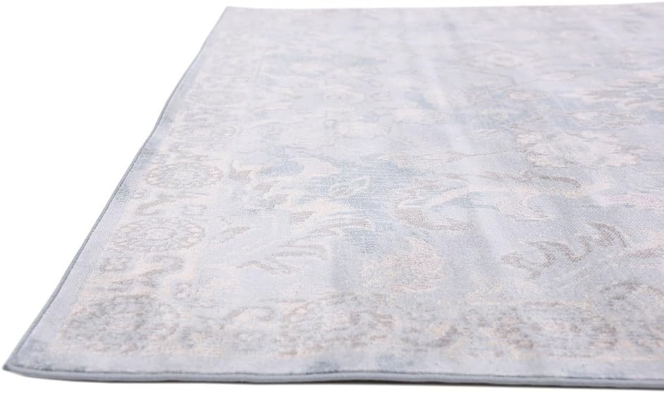 Unique Loom Paris Collection – Alfombra tradicional envejecida en tonos pastel azul claro (5 pies x 8 pies)