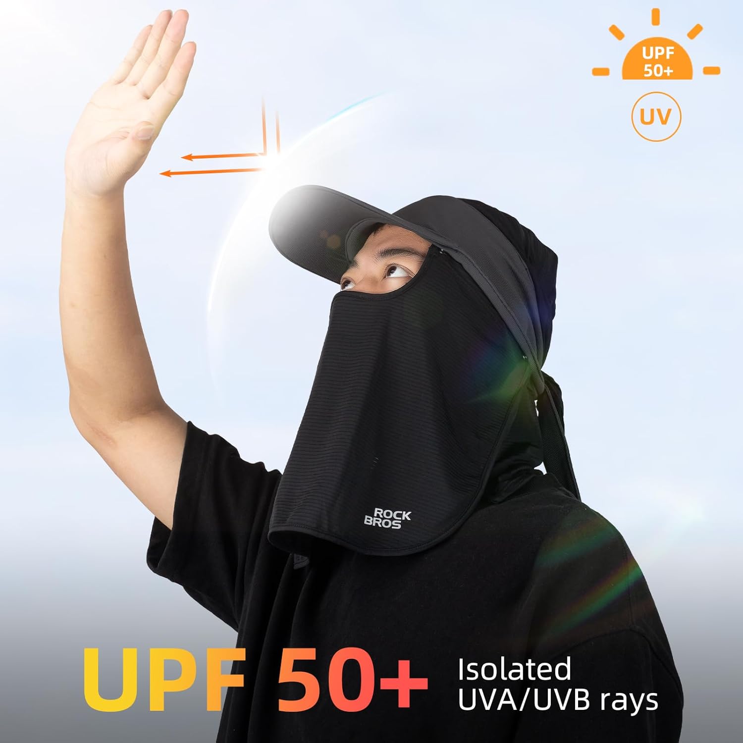 ROCKBROS Sombrero de pesca para hombres y mujeres, para senderismo, jardín, protección UPF 50+, protección UV con solapa para el cuello y cubierta