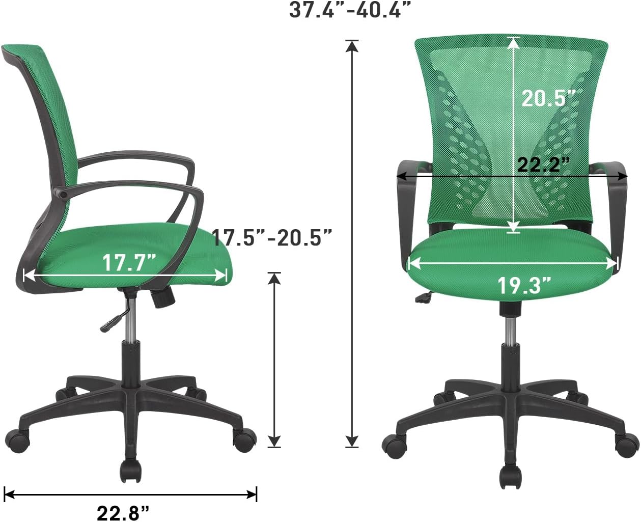 Silla de oficina en casa, respaldo medio, soporte lumbar giratorio de PC, ajustable, escritorio, computadora, ergonómica, cómoda, de malla, con