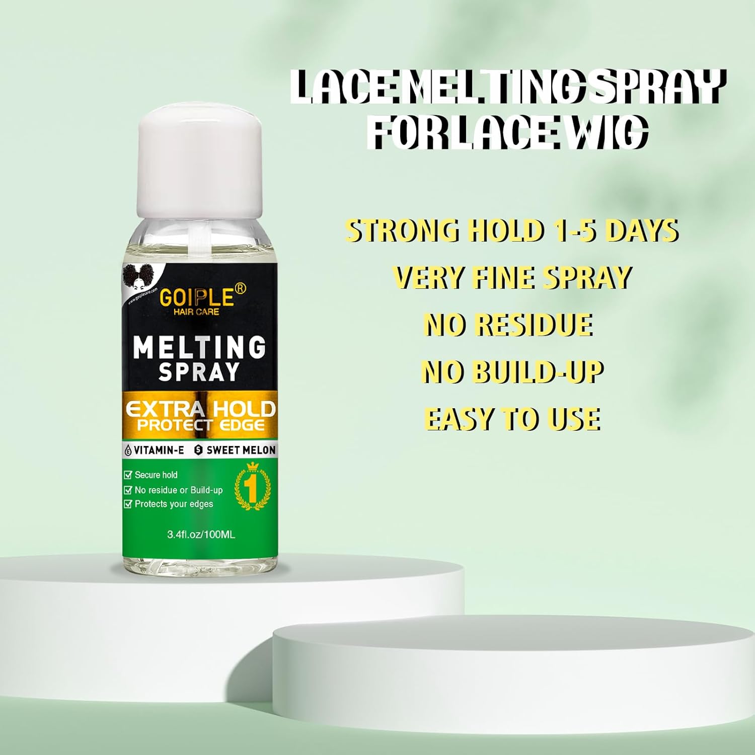 3.4 onzas líquidas de encaje de fusión y sujeción en aerosol adhesivo para el cabello sin pegamento para pelucas, spray adhesivo de fusión de encaje