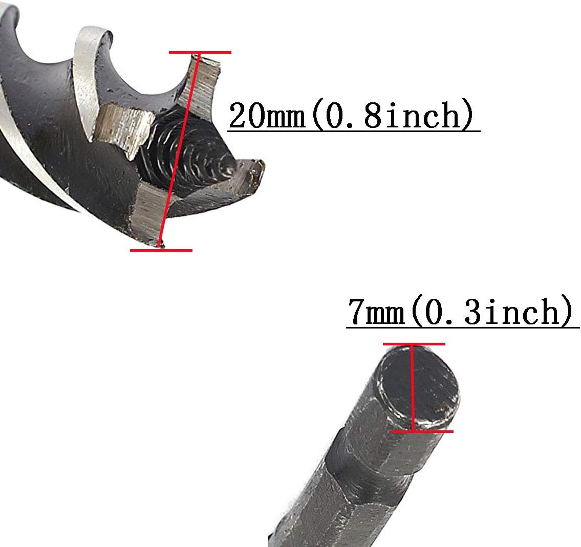 Broca de taladro estriado cuádruple de madera para carpintería con vástago de 14 pulgadas, 0.787 in de largo, 6.614 in de diámetro