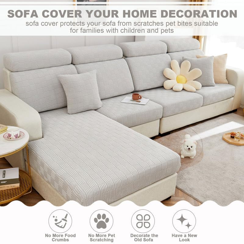 OKYUK Funda de sofá resistente al desgaste, funda para sofá modular en forma de L, funda para diván con cojines separados, alta elasticidad, diseño