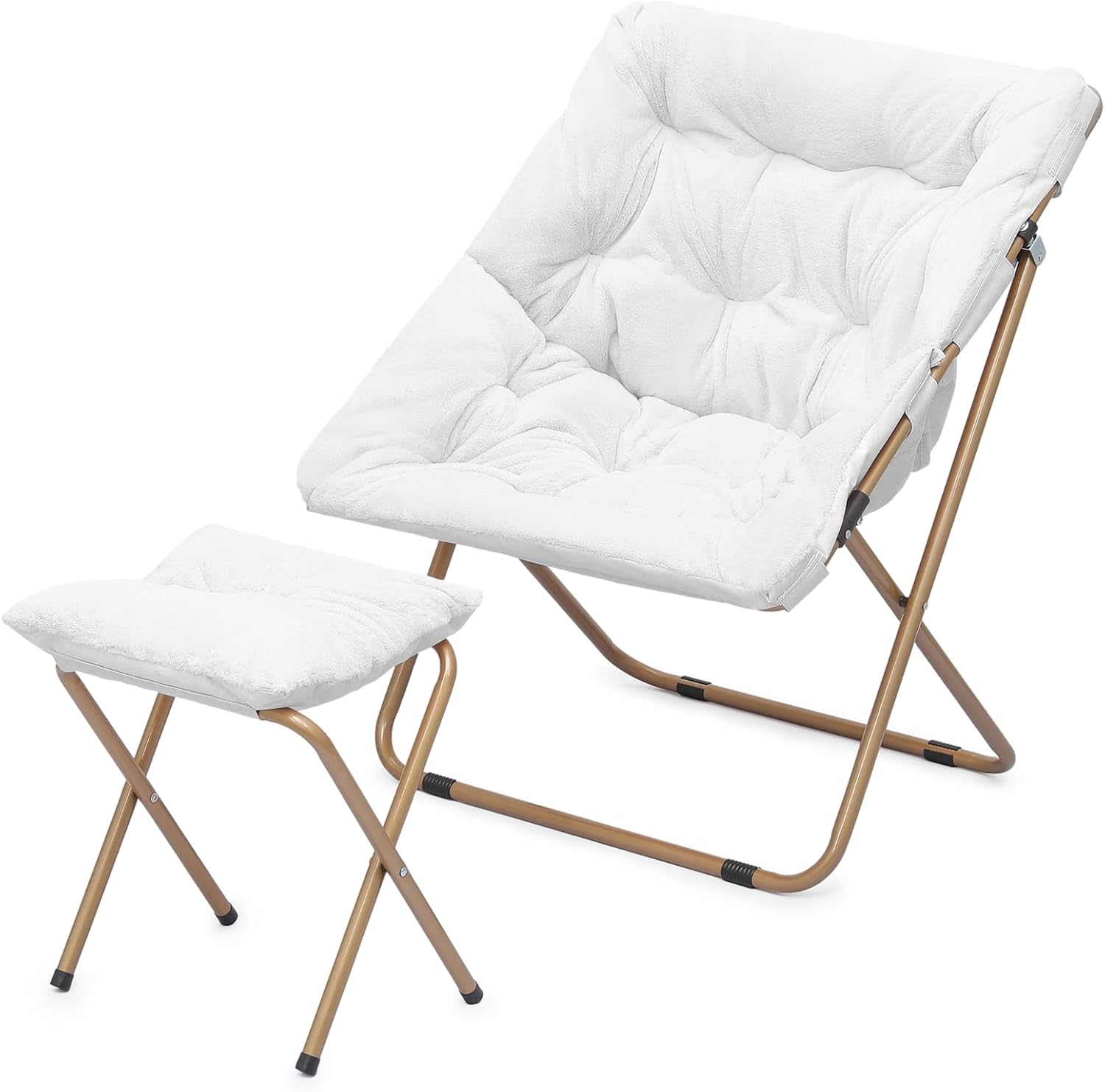 MoNiBloom Silla cuadrada plegable de piel sintética para dormitorio, sala de estar, dormitorio, marco de metal plegable, de gran tamaño, cómoda,